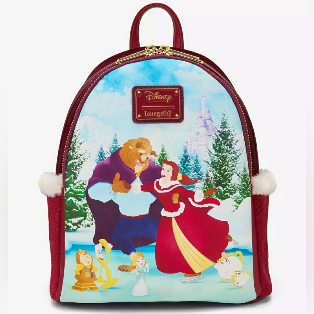 ⛸❤❄💫NWT Beauty And The Beast Winter Christmas Ice Skating Loungefly⛸❤❄💫